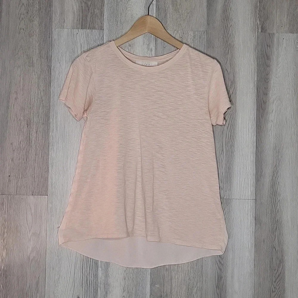 🛍Ann Taylor Loft Pink Short Sleeve Flowy Back‎ Blouse Womens Size XS - Picture 1 of 6
